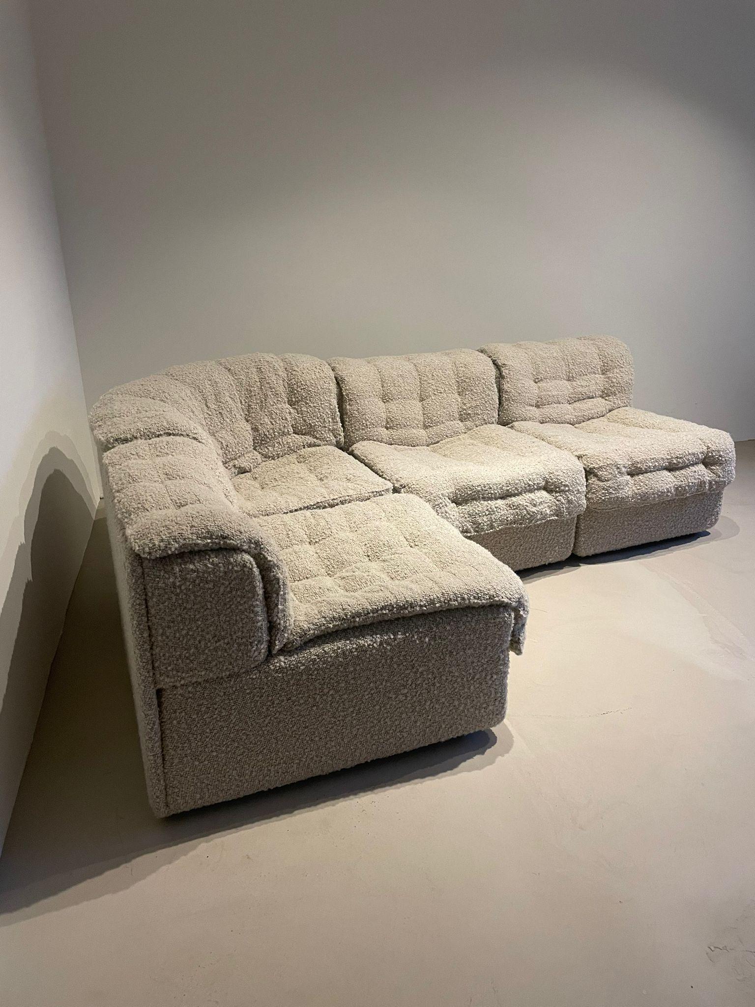 European Modulair Vintage Bouclé Patchwork sofa by Desede, DS-11 For Sale