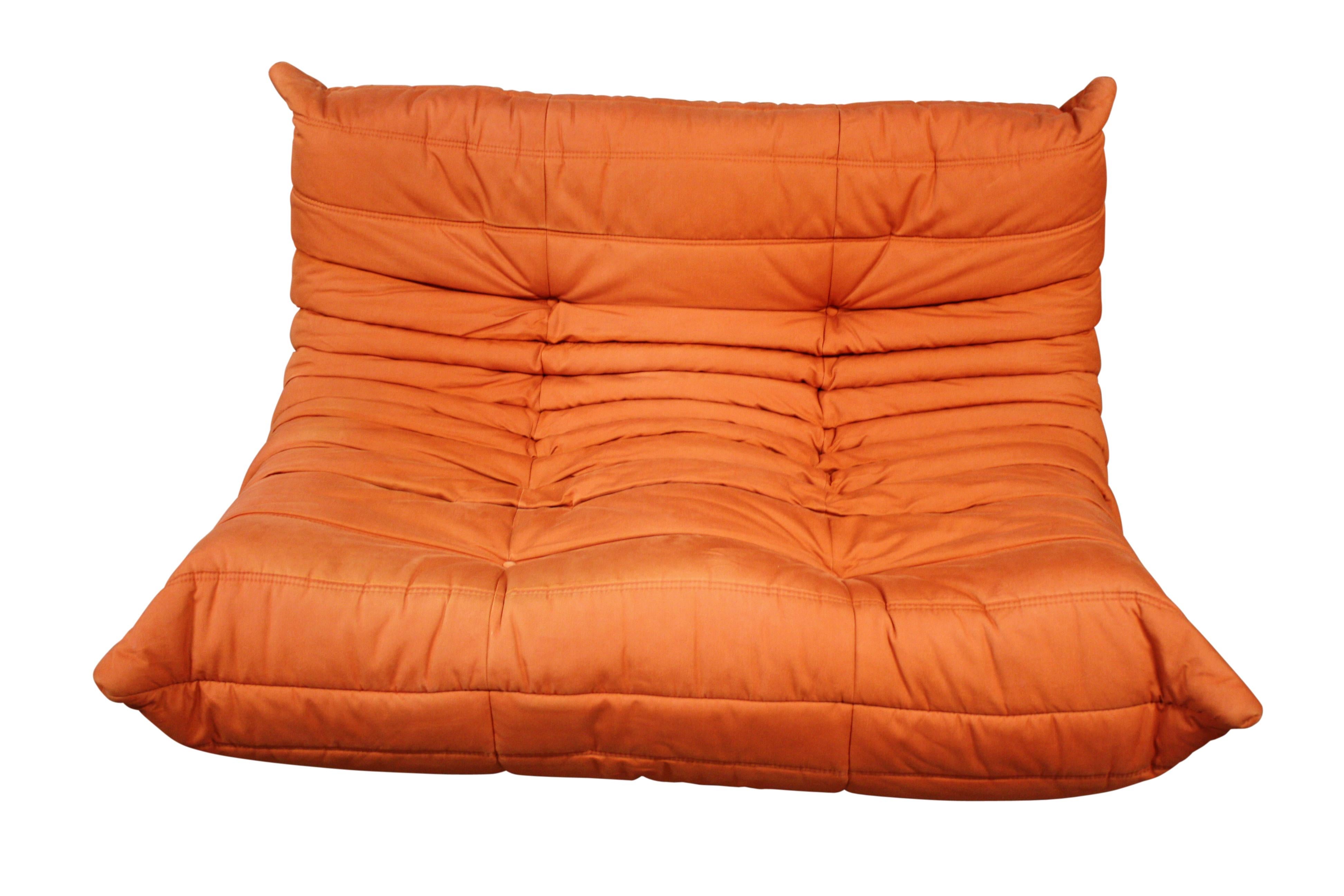 Fabric Modular 3-Piece Orange Sofa by Michel Ducaroy for Ligne Roset