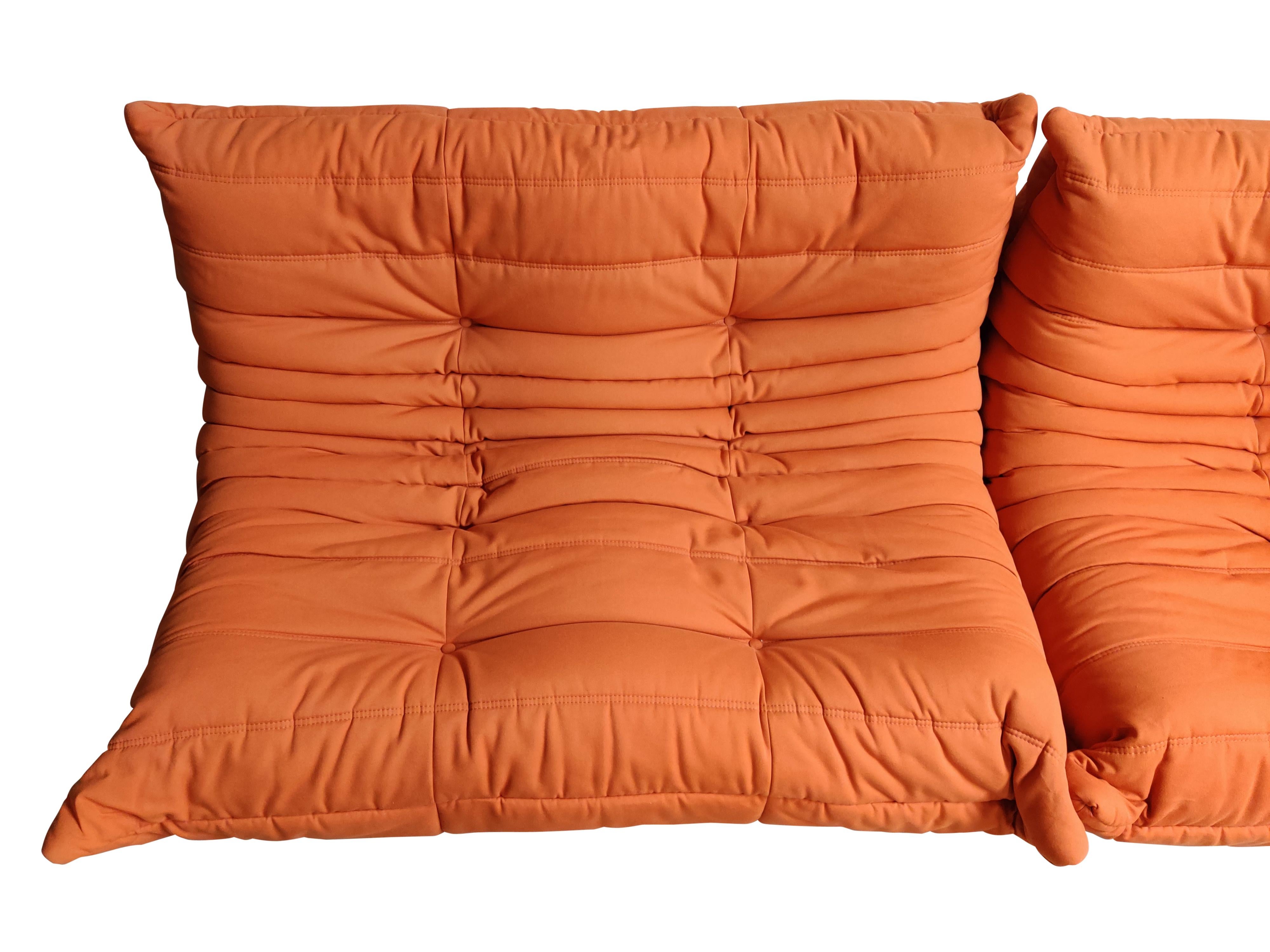 Modular 3-Piece Orange Sofa by Michel Ducaroy for Ligne Roset 1