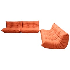 Modular 3-Piece Orange Sofa by Michel Ducaroy for Ligne Roset