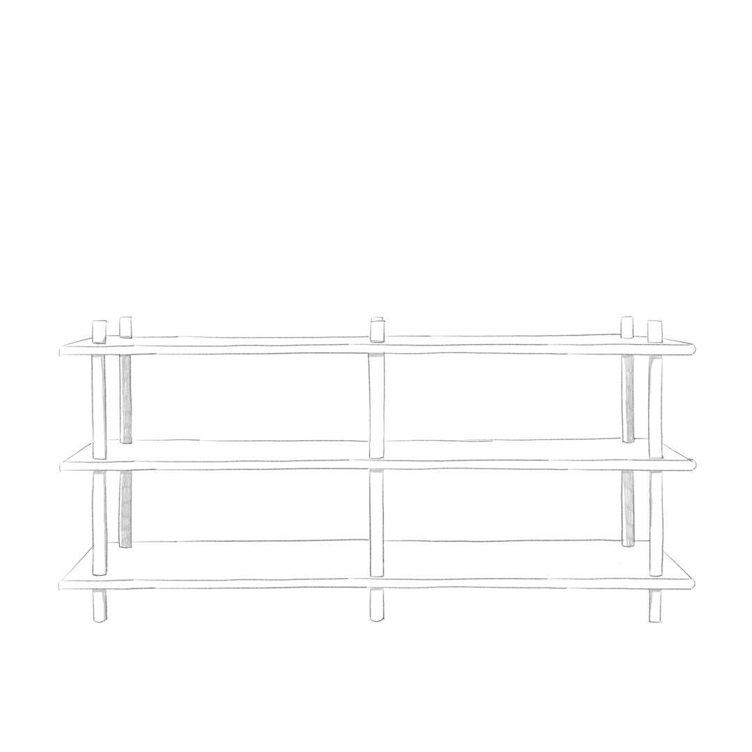 Hand-Crafted Modular 3 Shelving Natural Wood For Sale