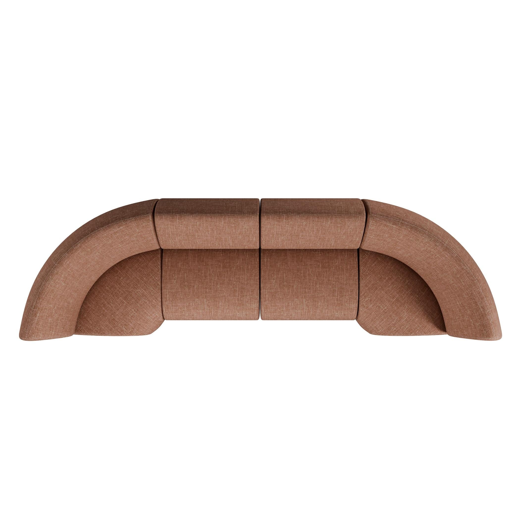 Modulaire 4 places Handcraft en tissu uni corail fabriqué à la main par Murmurio Neuf - En vente à Lordelo, PT