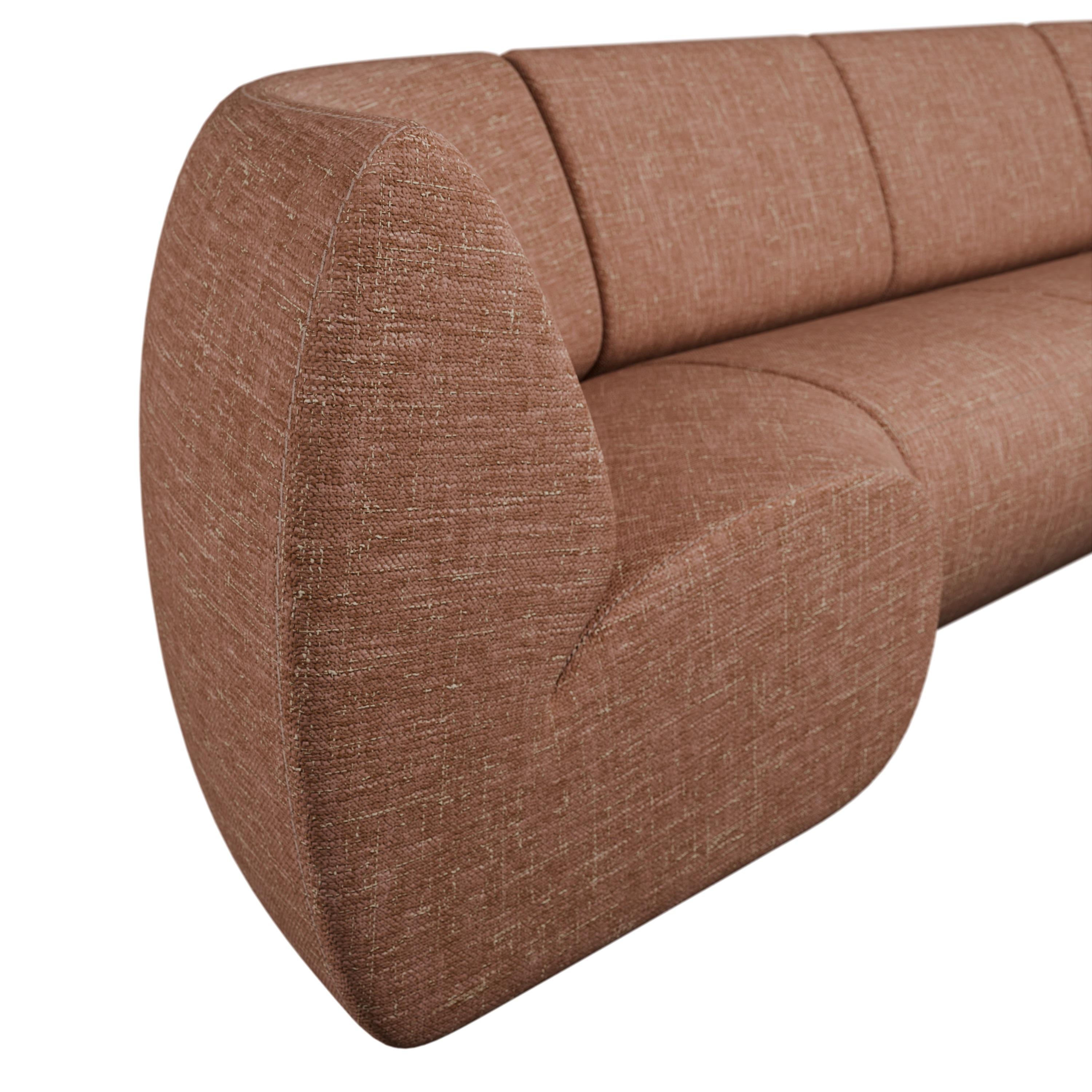 XXIe siècle et contemporain Modulaire 4 places Handcraft en tissu uni corail fabriqué à la main par Murmurio en vente