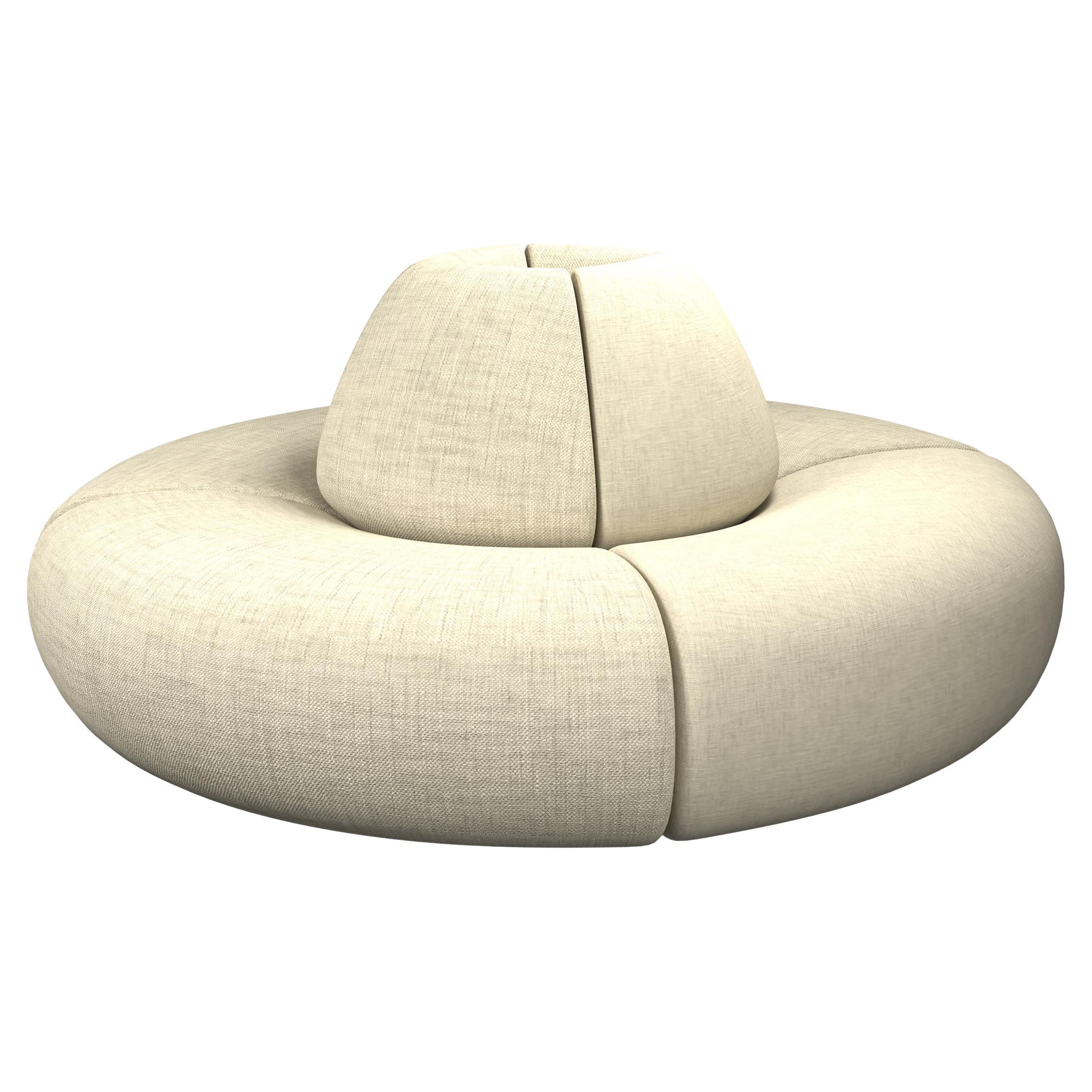 Hanabira T2 modular de 4 plazas en tejido liso beige hecho a mano por Murmurio
