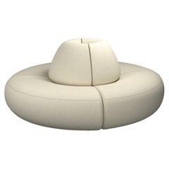 Hanabira T2 modulare a 4 posti in tessuto avorio facile da pulire realizzato a mano da Murmurio