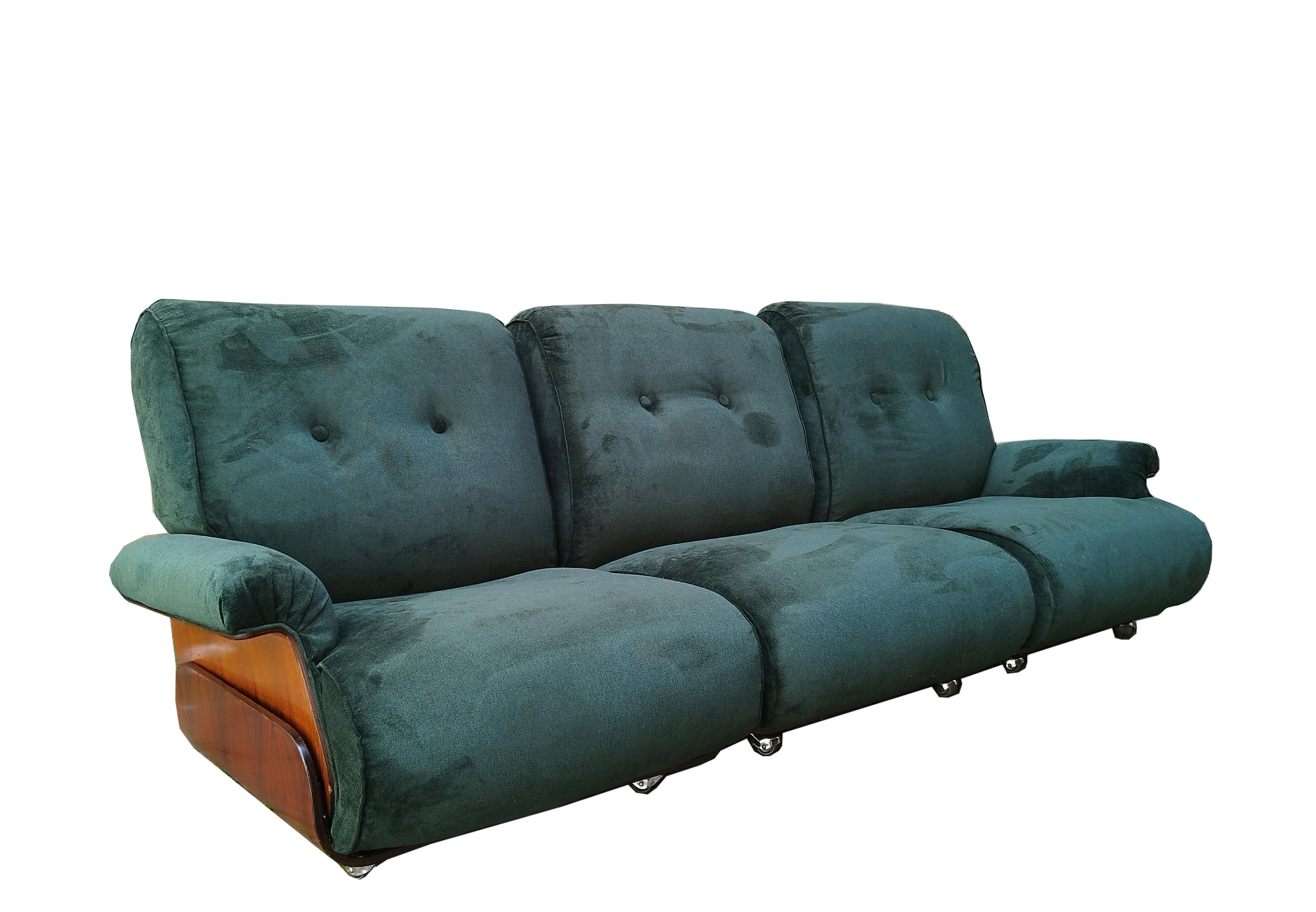 Mid-Century Modern Modular 5 Seater Sofa with Wheels, Italy 1960s