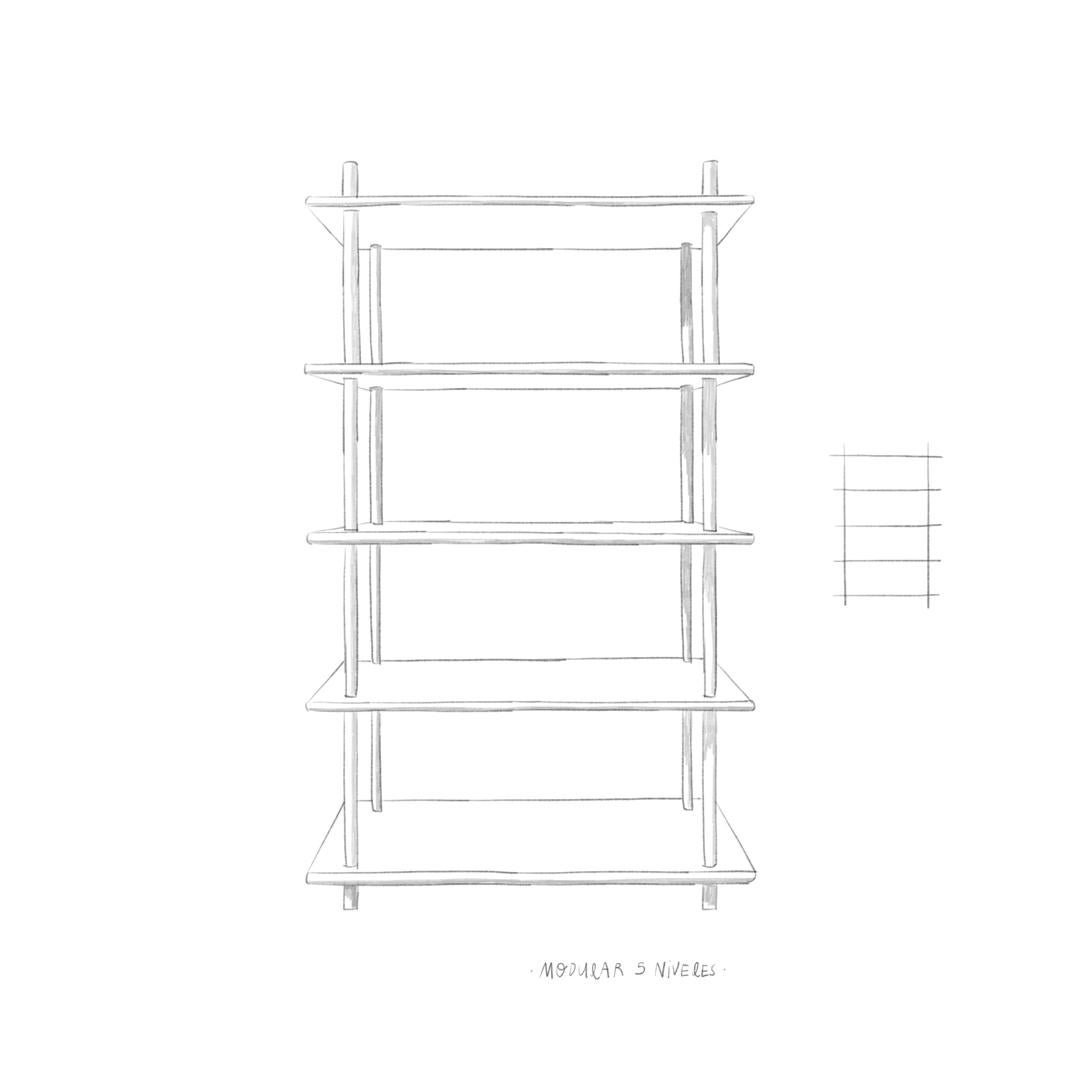 Modular 5 Shelving Natural Wood In New Condition For Sale In Barranco, PE