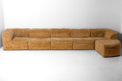 Modular 7-piece beige Italian sofa in soft velvet, 1970s