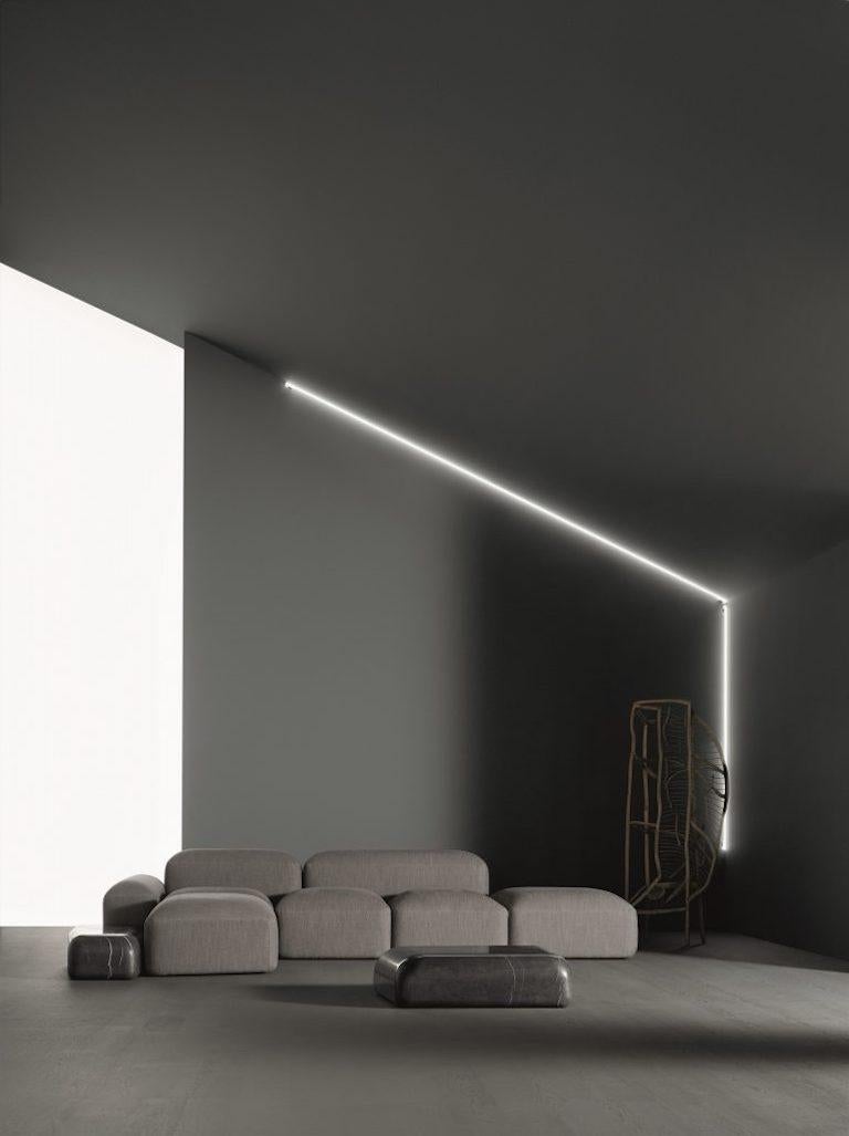Modular and Customizable Sofa 'Lapis' E019, Blue Velvet Nobilis col.13 For Sale 3