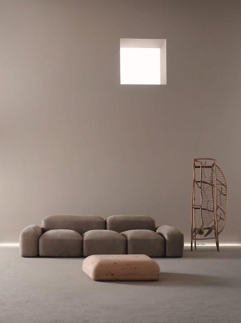 Modular and Customizable Sofa 'Lapis' E019, Blue Velvet Nobilis col.13 In New Condition For Sale In Paris, IDF
