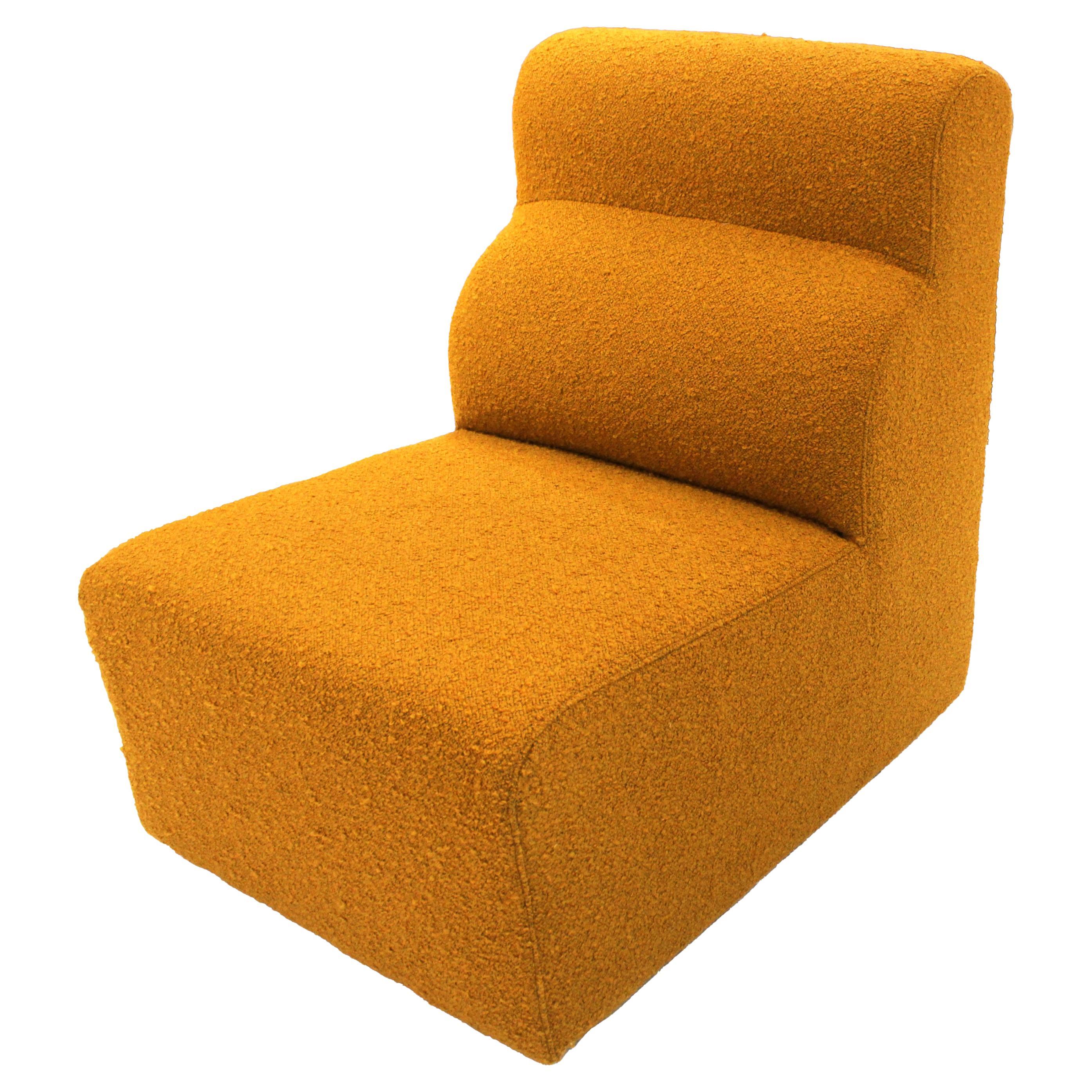 Modular Armchair in Mustard Wool Upholstery, Italy, 1970