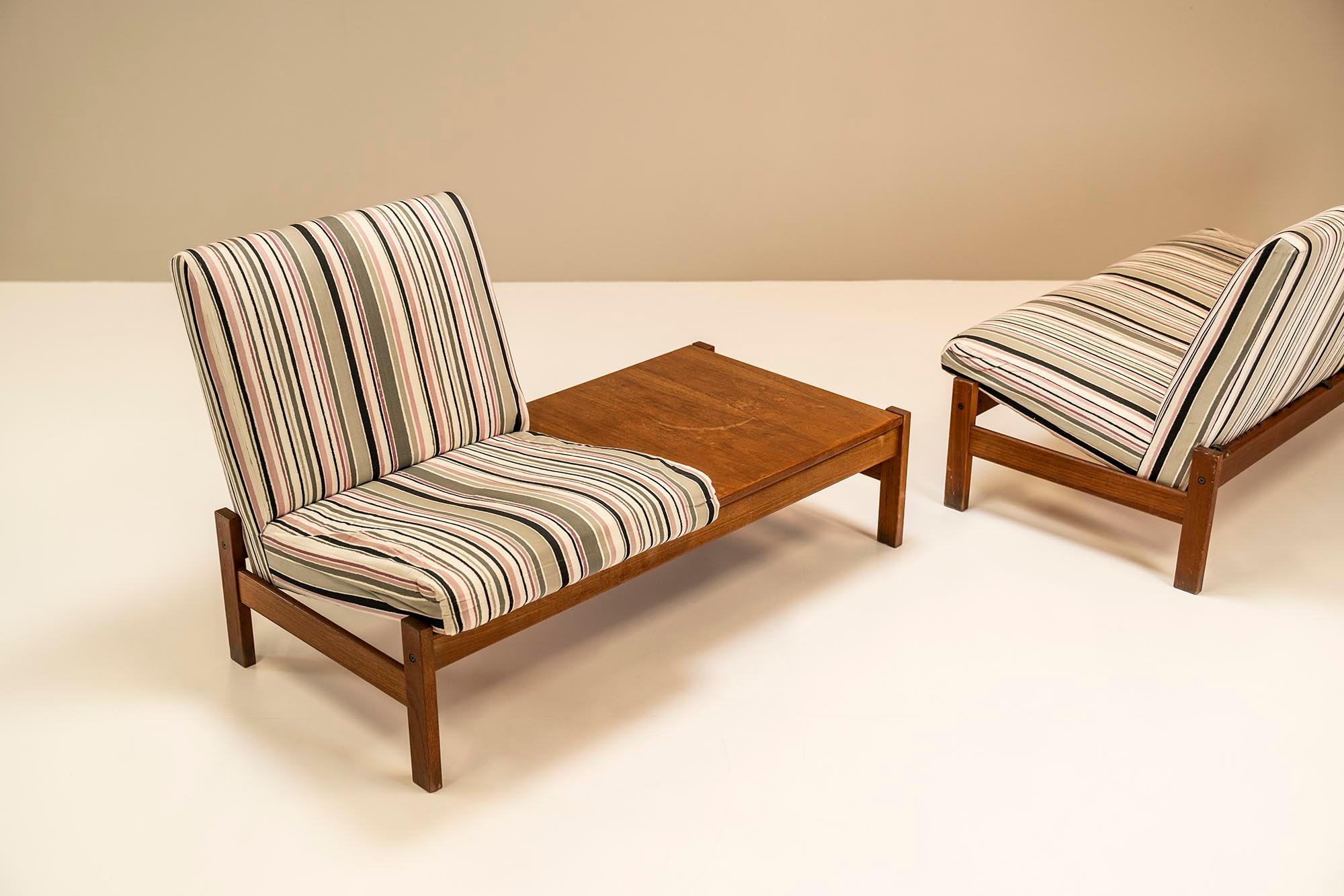 Modular Bench Set in Teak and Original Upholstery, Italy, 1960s For Sale 7