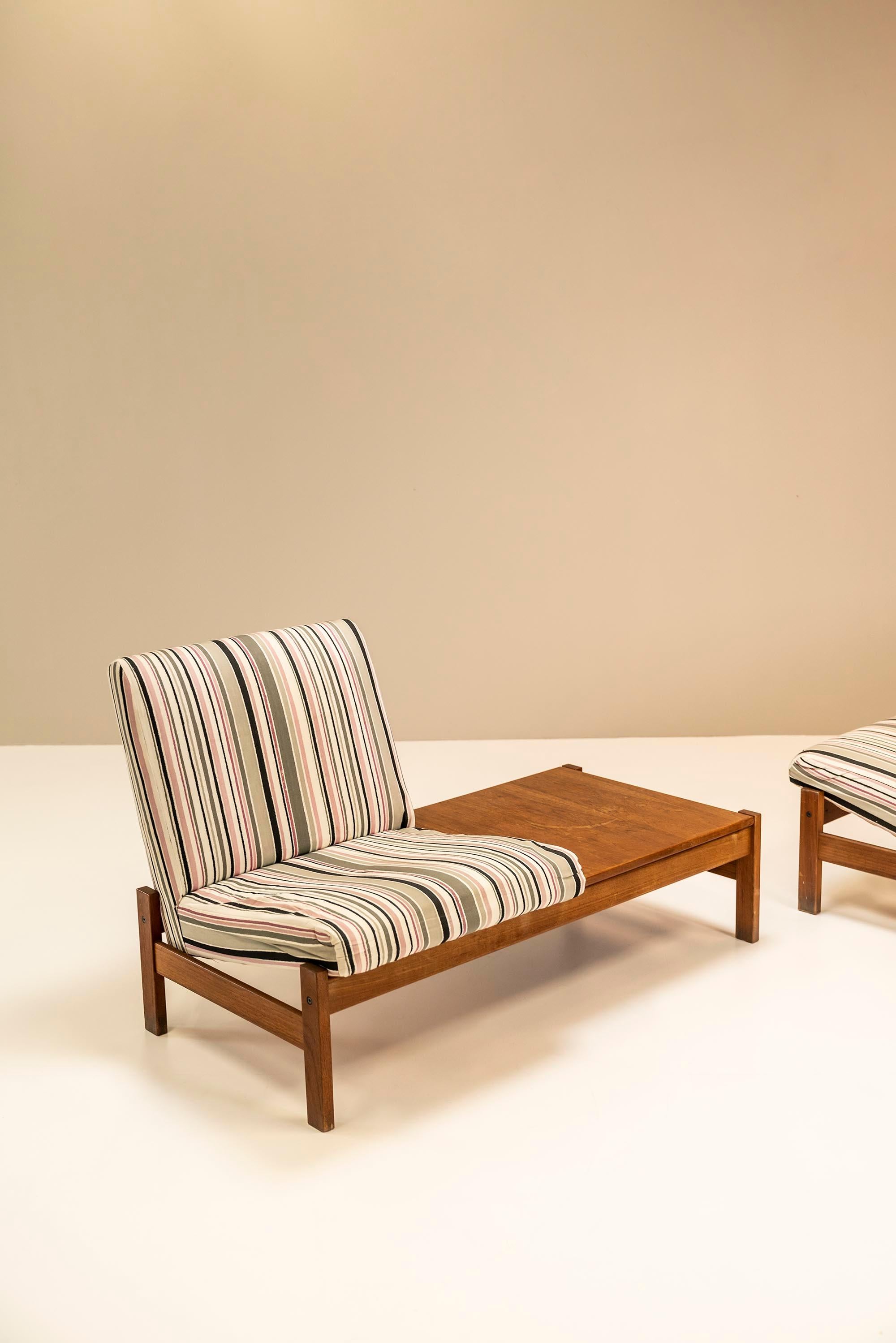 Modular Bench Set in Teak and Original Upholstery, Italy, 1960s For Sale 8