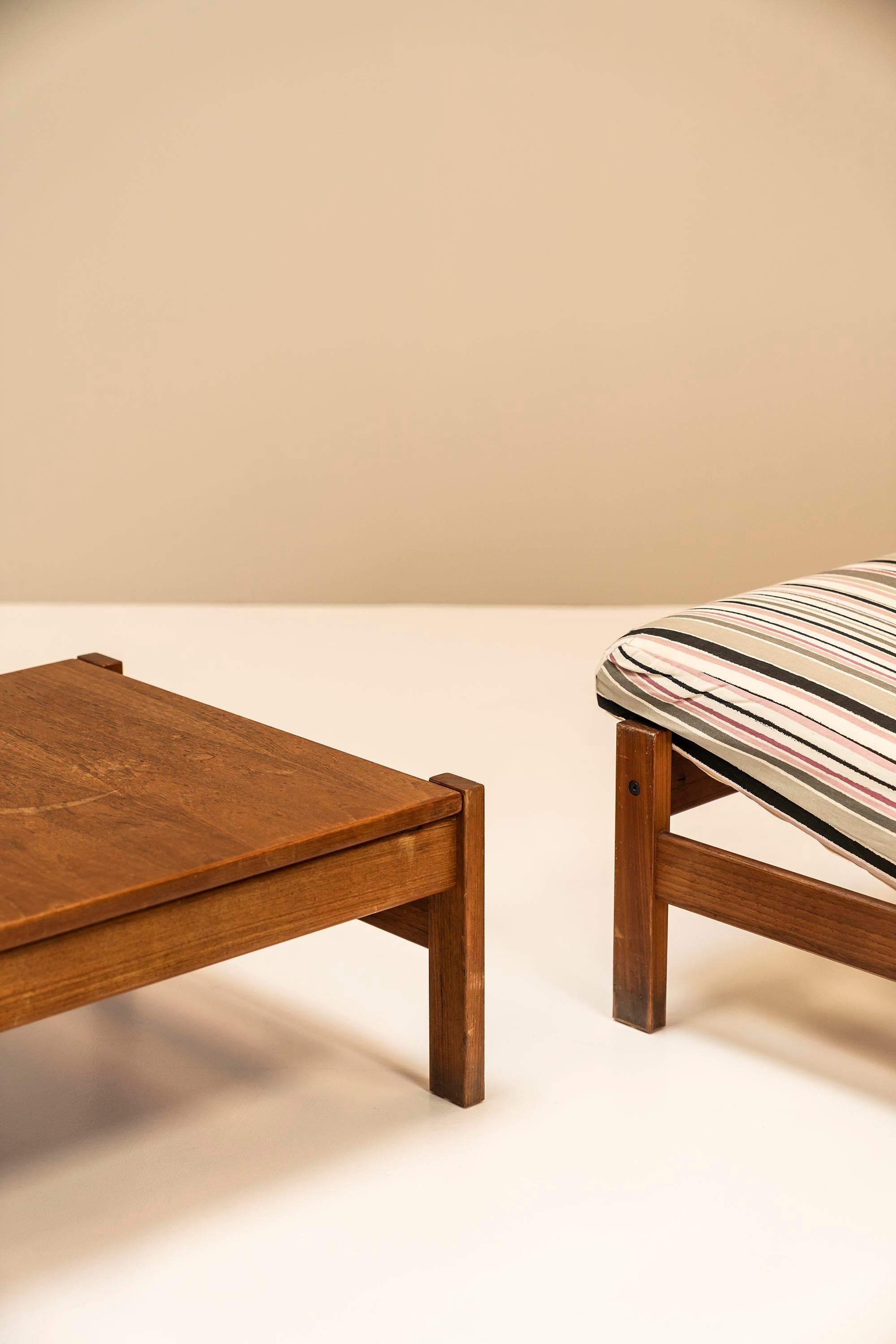Modular Bench Set in Teak and Original Upholstery, Italy, 1960s For Sale 9