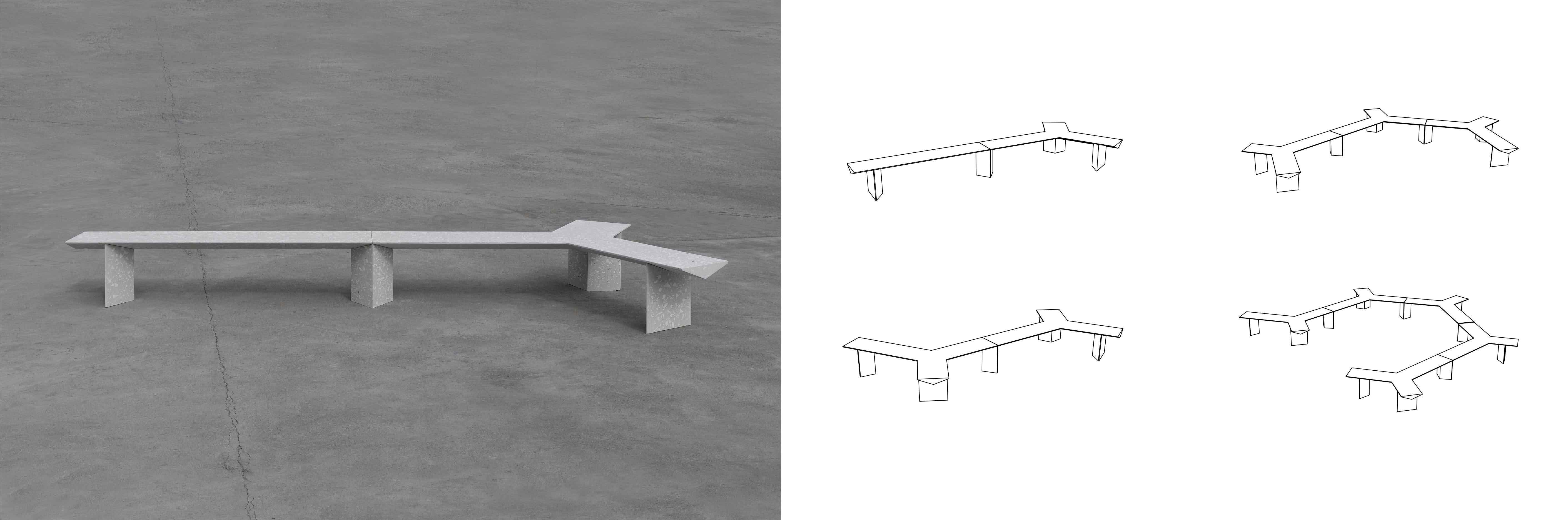 Industrial Modular Benches 'Liang' Made of Terrazzo, by Bentu Design For Sale