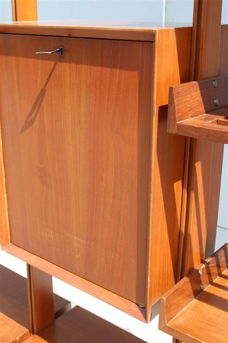 Modular Bookcase in Cherry Midcentury Italian Design 1950s Shelves