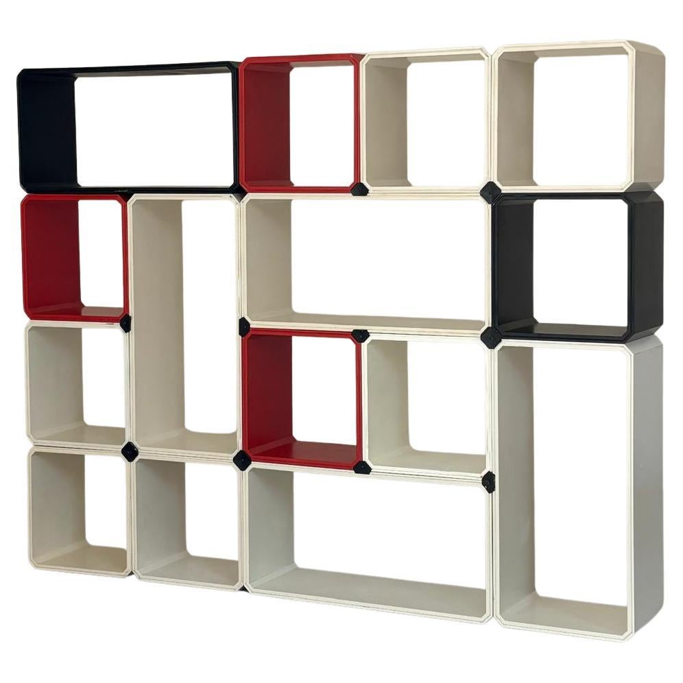 Modular Bookcase Model “E 105 Prisma” by Edoardo Vittoria for Tecno, Italy, 1964 For Sale