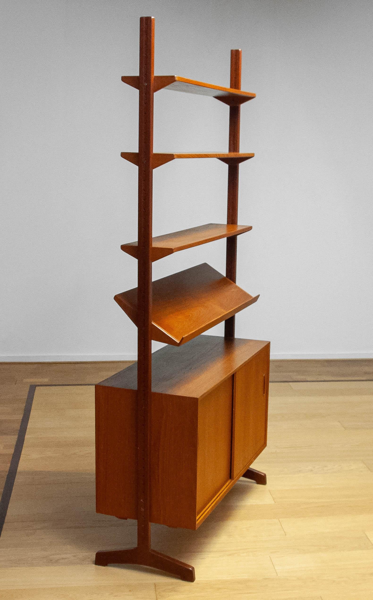 Scandinavian Modern Modular Bookcase Room Divider In Teak Designed By Nils Jonsson For Troeds. 1950