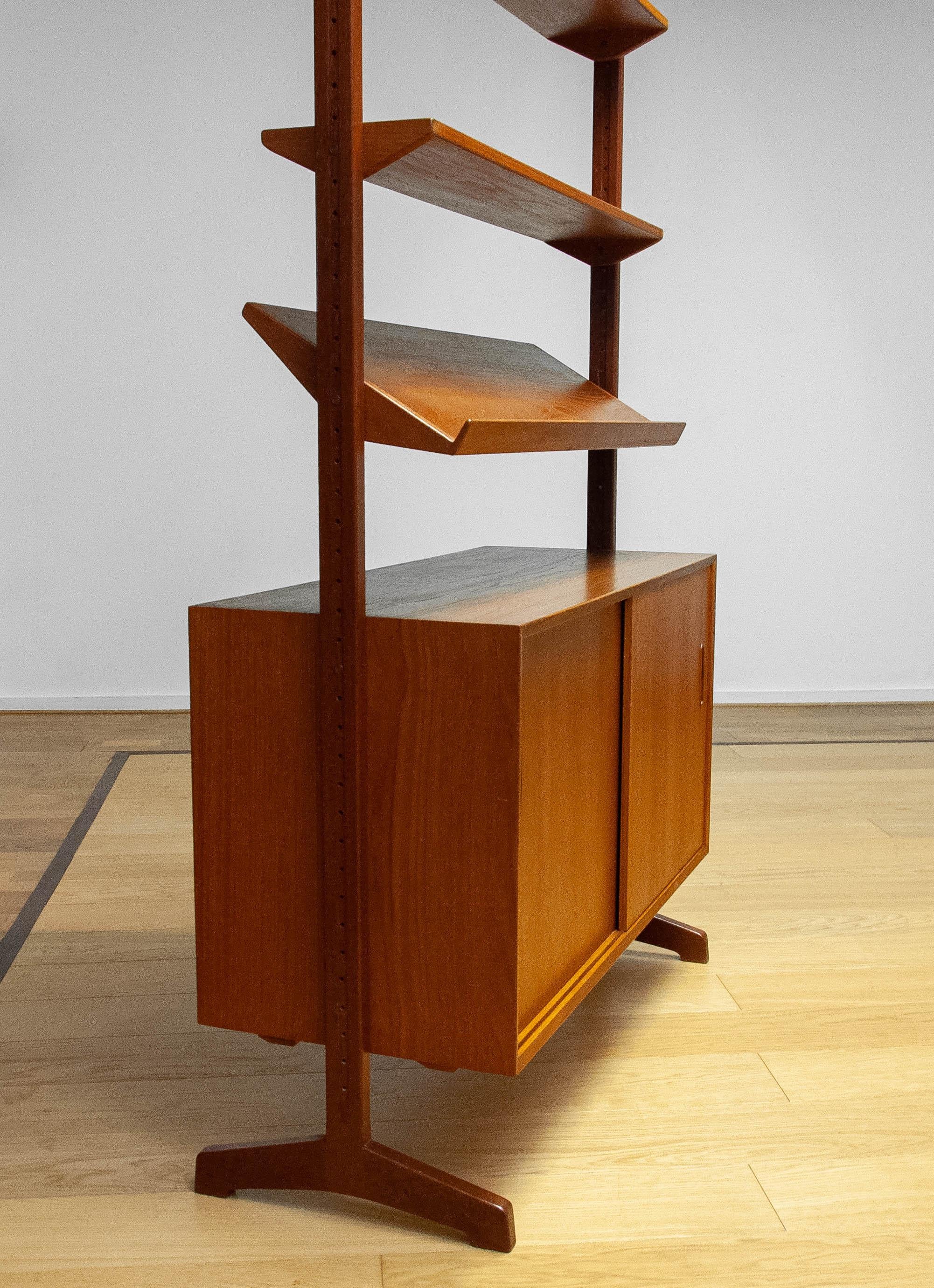Swedish Modular Bookcase Room Divider In Teak Designed By Nils Jonsson For Troeds. 1950