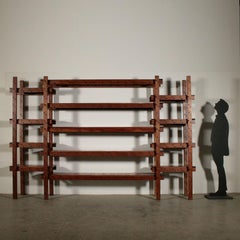 Modular Bookcase Solid Wood Vintage, Italy, 1950s
