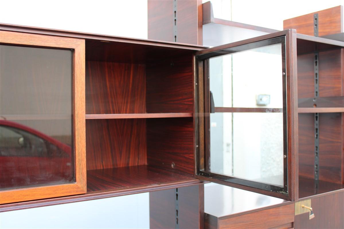 Modular Bookcases Vittorio Dassi Midcentury Italian Design Brown Wood 5