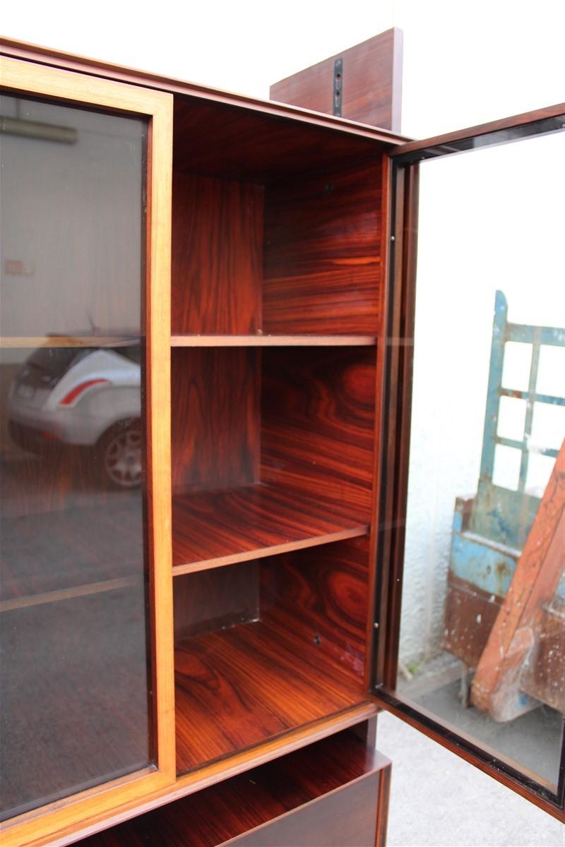 Modular Bookcases Vittorio Dassi Midcentury Italian Design Brown Wood 7