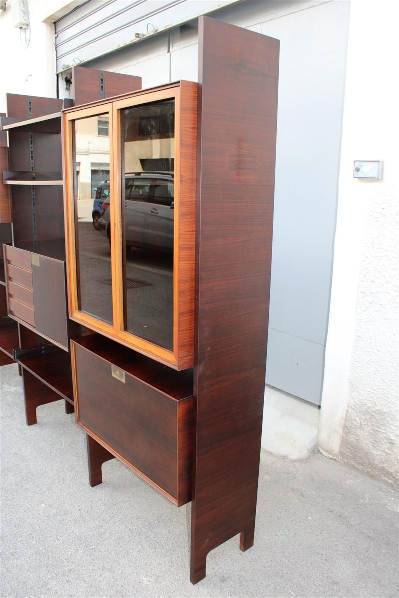 Mid-Century Modern Modular Bookcases Vittorio Dassi Midcentury Italian Design Brown Wood