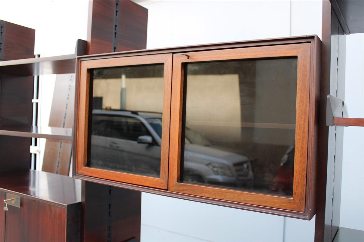 Modular Bookcases Vittorio Dassi Midcentury Italian Design Brown Wood 1