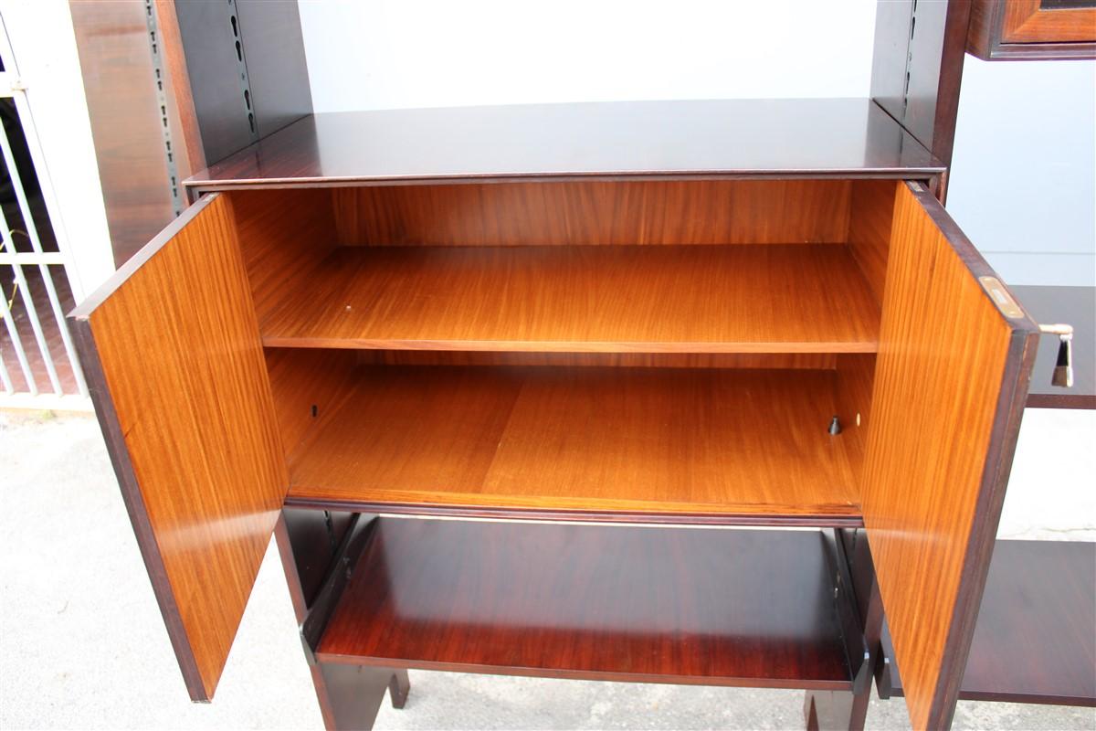 Modular Bookcases Vittorio Dassi Midcentury Italian Design Brown Wood 3