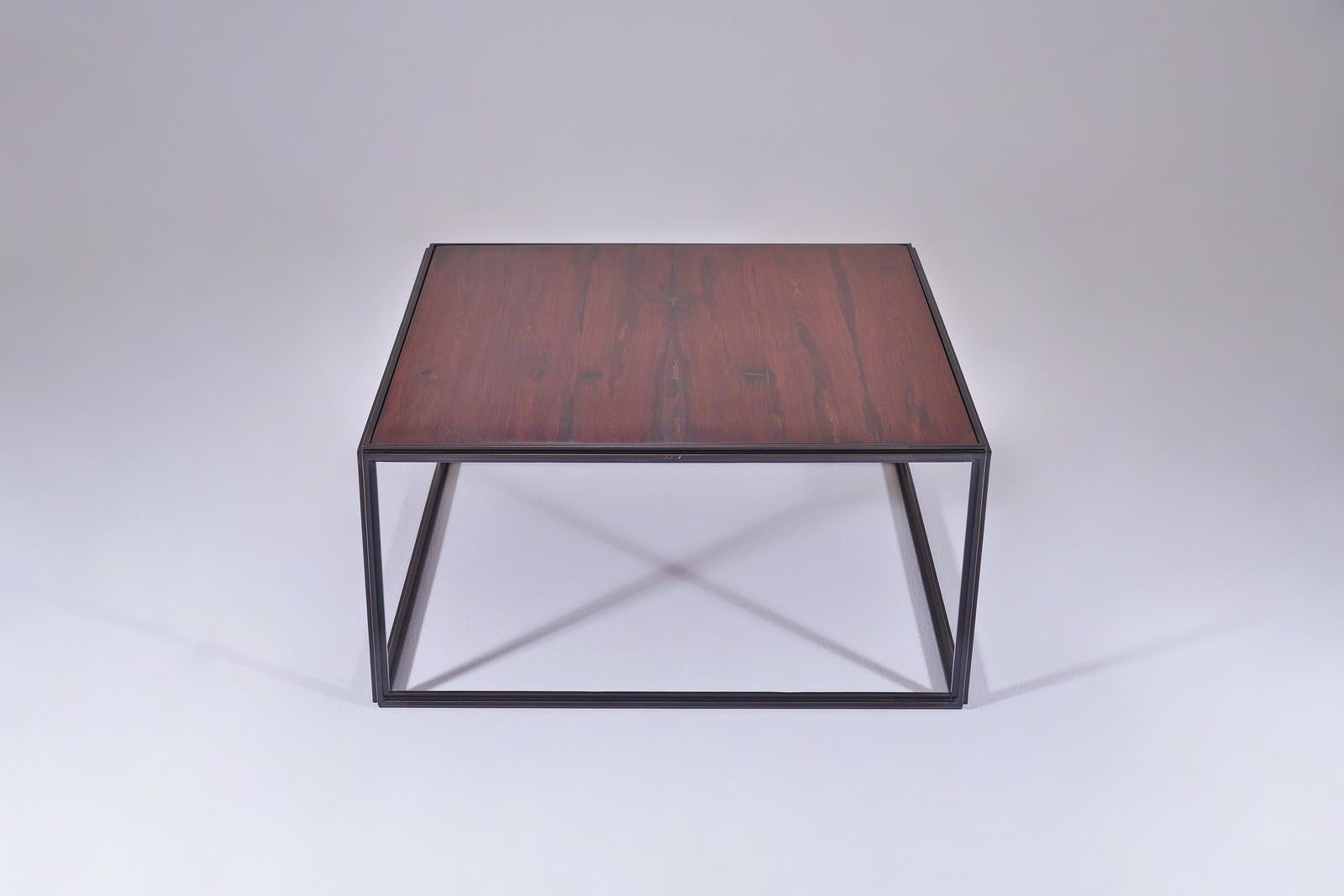 Minimalist Modular Brass, Bronze and Wood Low Table by P. Tendercool  For Sale