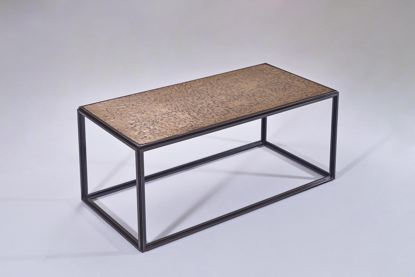 Contemporary Modular Brass, Bronze and Wood Low Table by P. Tendercool  For Sale