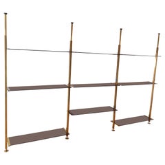 Modular Brass Glass Shelving Unit