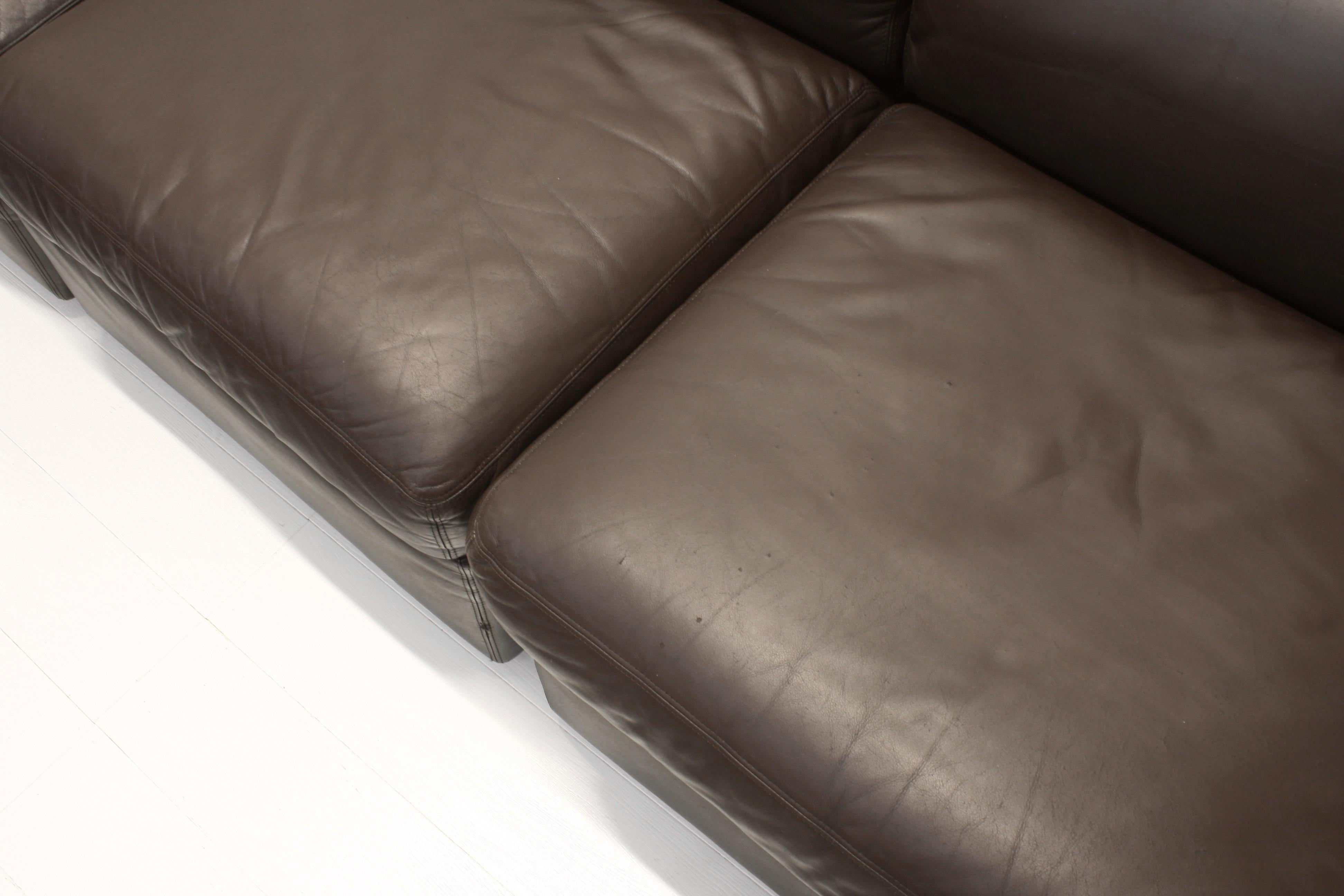 Modular Brown Leather Jeep Sectional Sofa by Anita Schmidt for Durlet, 1970s For Sale 1