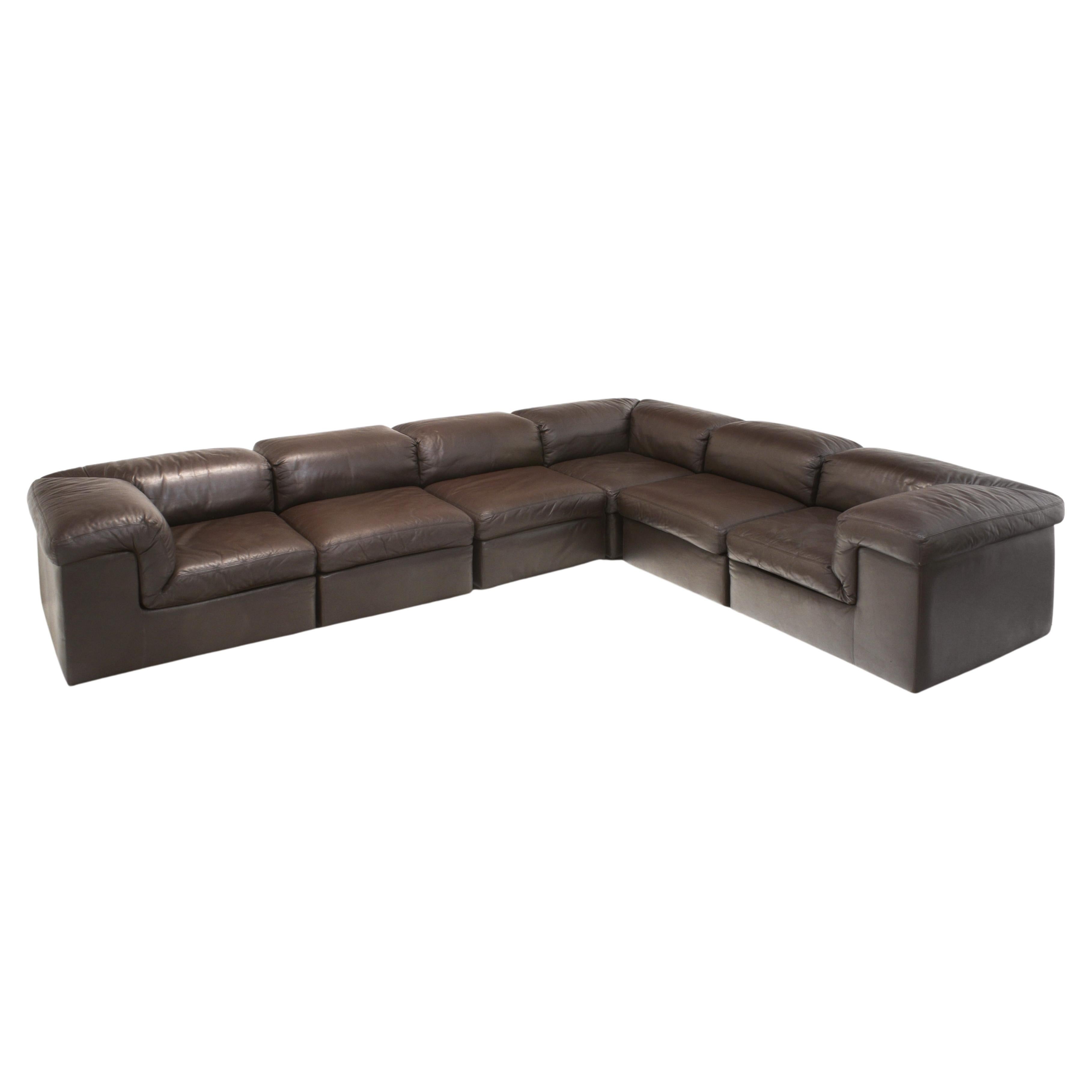 Modular Brown Leather Jeep Sectional Sofa by Anita Schmidt for Durlet, 1970s For Sale