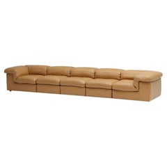 Used modular camel leather jeep sofa by Durlet, Belgium 1970