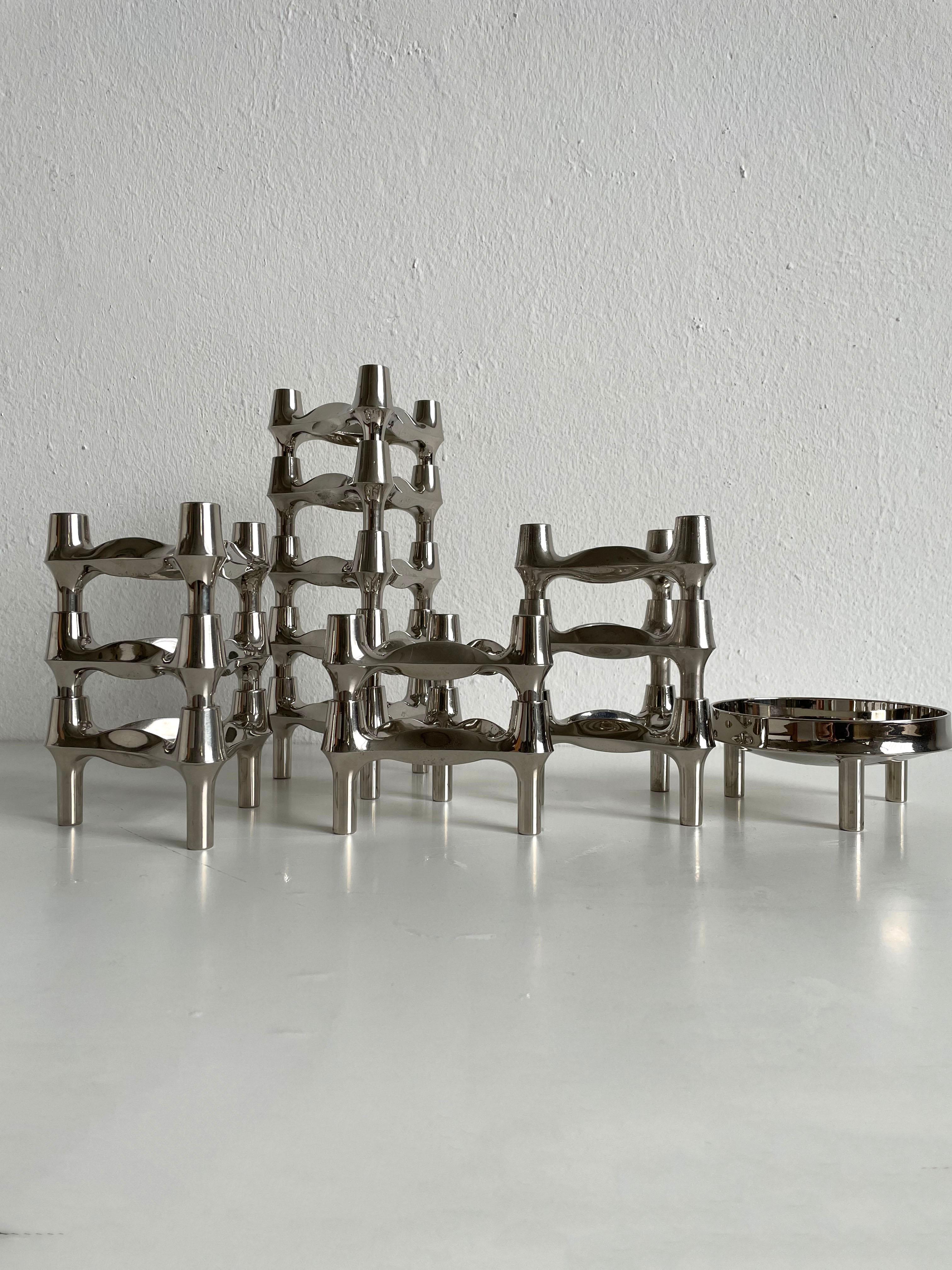 Metal Modular Candle Holder by Caesare Stoffi for BMF Nagel, 14 Pcs, Germany, 1970s