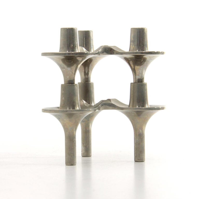 Mid-20th Century Modular Candle Holders by Ceasar Stoffi and Fritz Nagel for BMF, 1960s, Set of 2