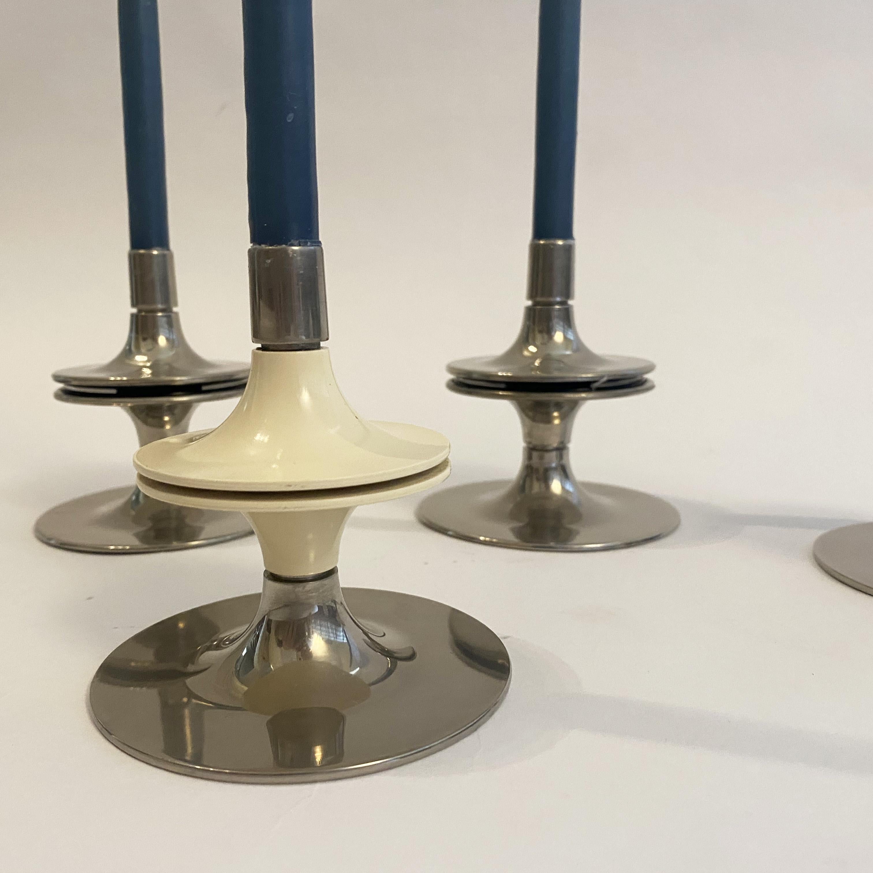 Modular Candlesticks in Chromed Steel and Plastic by BMF Nagel, 1970s