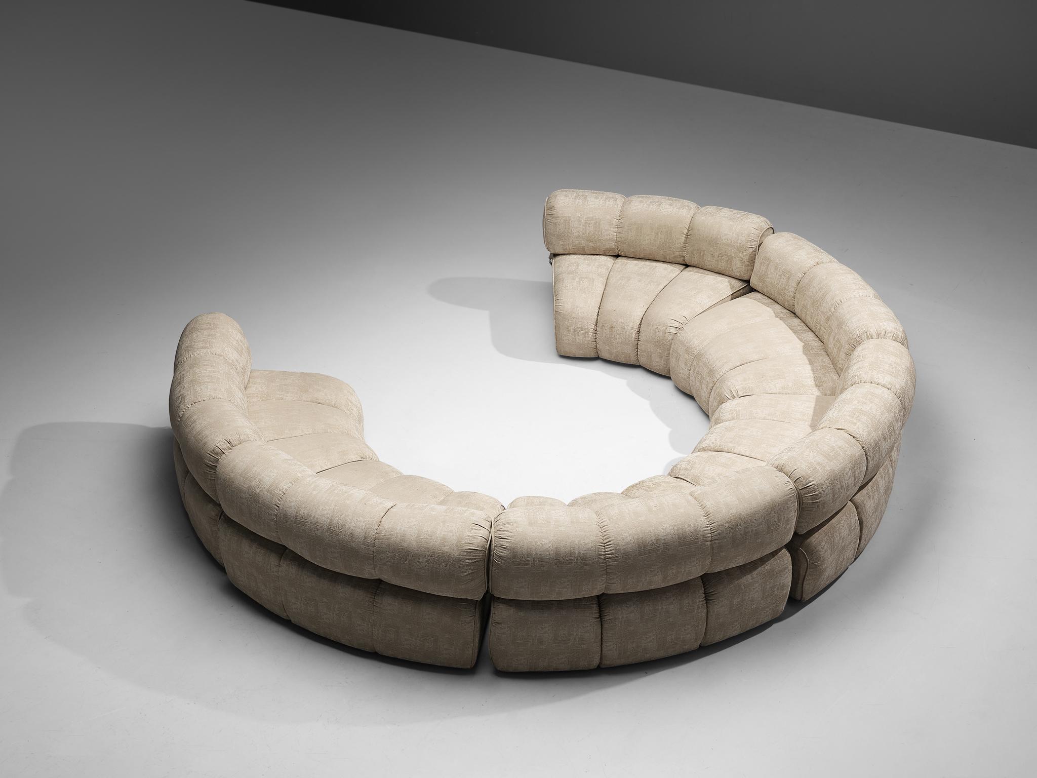 Fabric Modular 'Caterpillar' Sofa in Cream Upholstery