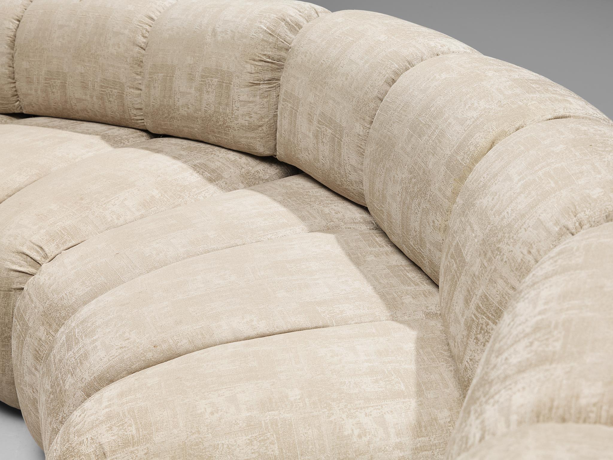European Modular 'Caterpillar' Sofa in Cream Upholstery