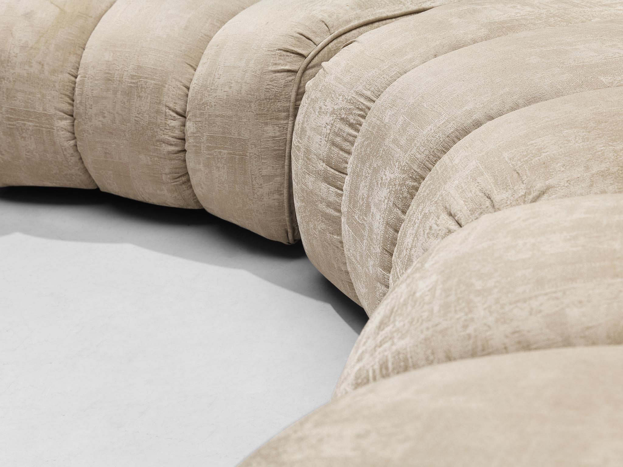 Late 20th Century Modular 'Caterpillar' Sofa in Cream Upholstery