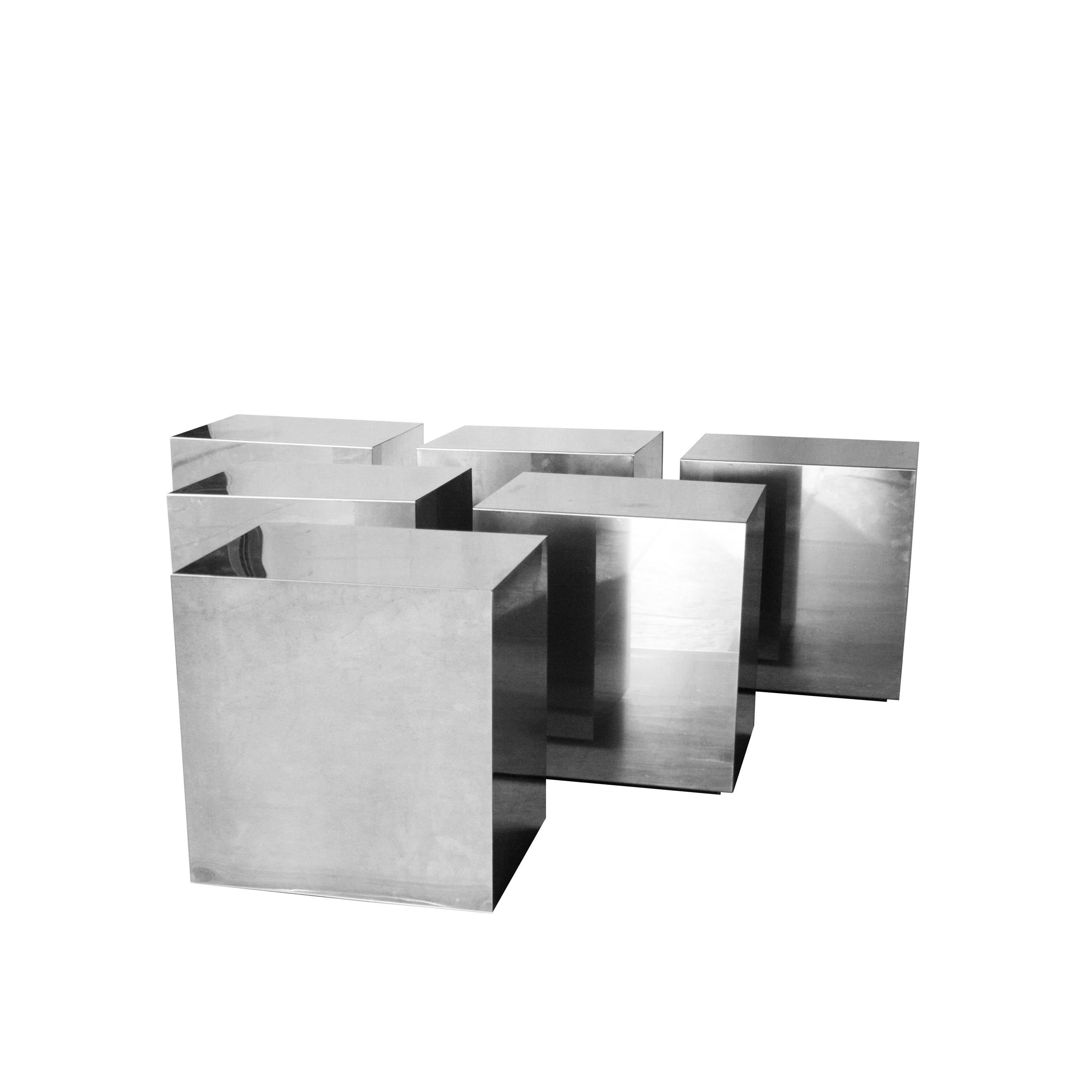 Mid-Century Modern Modular Centre Side Table Cubic Shaped Chromed, Italy, 1970