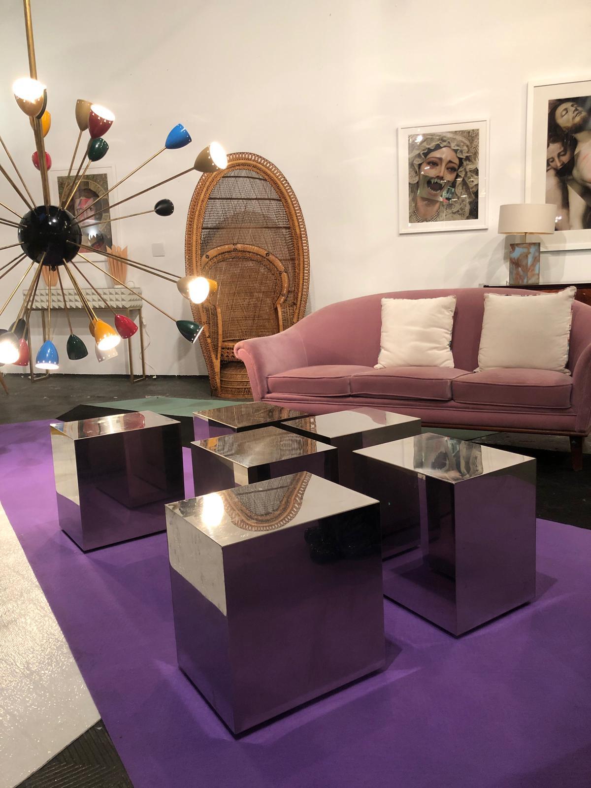 Modular Centre Side Table Cubic Shaped Chromed, Italy, 1970 1