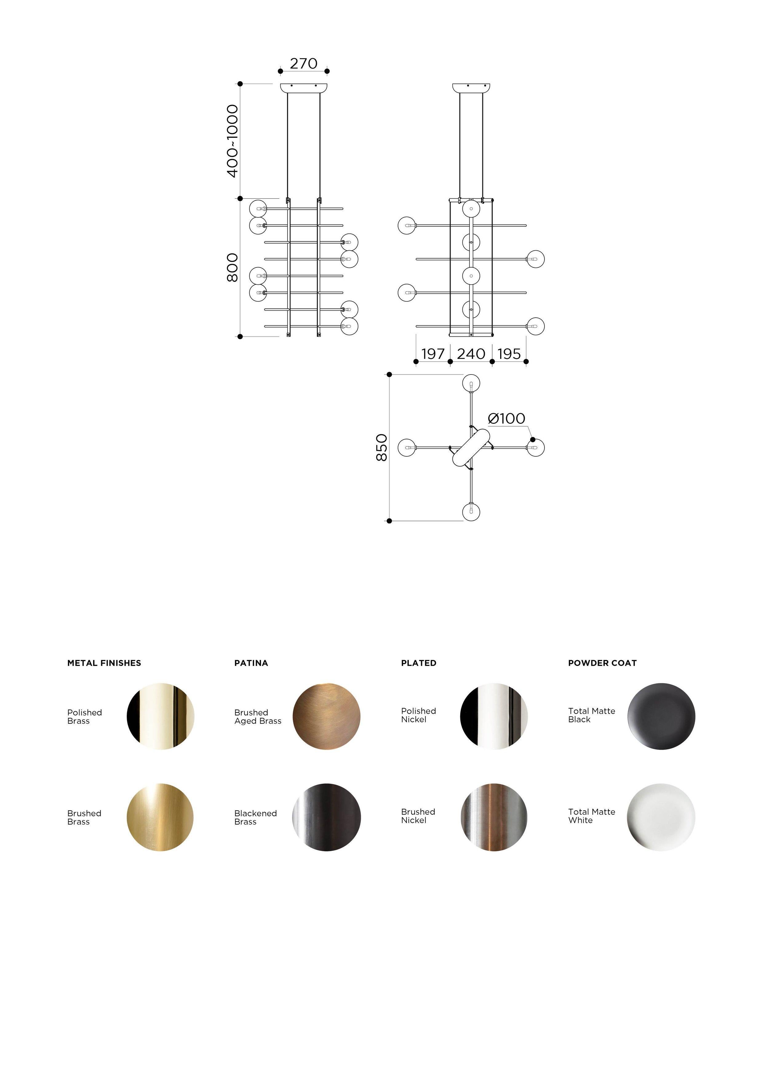 Modularer Kronleuchter, lang, 8 Lampen, von Contain im Zustand „Neu“ im Angebot in Geneve, CH