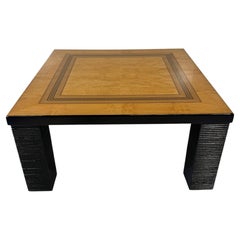 Modular Coffee Table in Ash Burl, Wood Inlay and Black Lacquer
