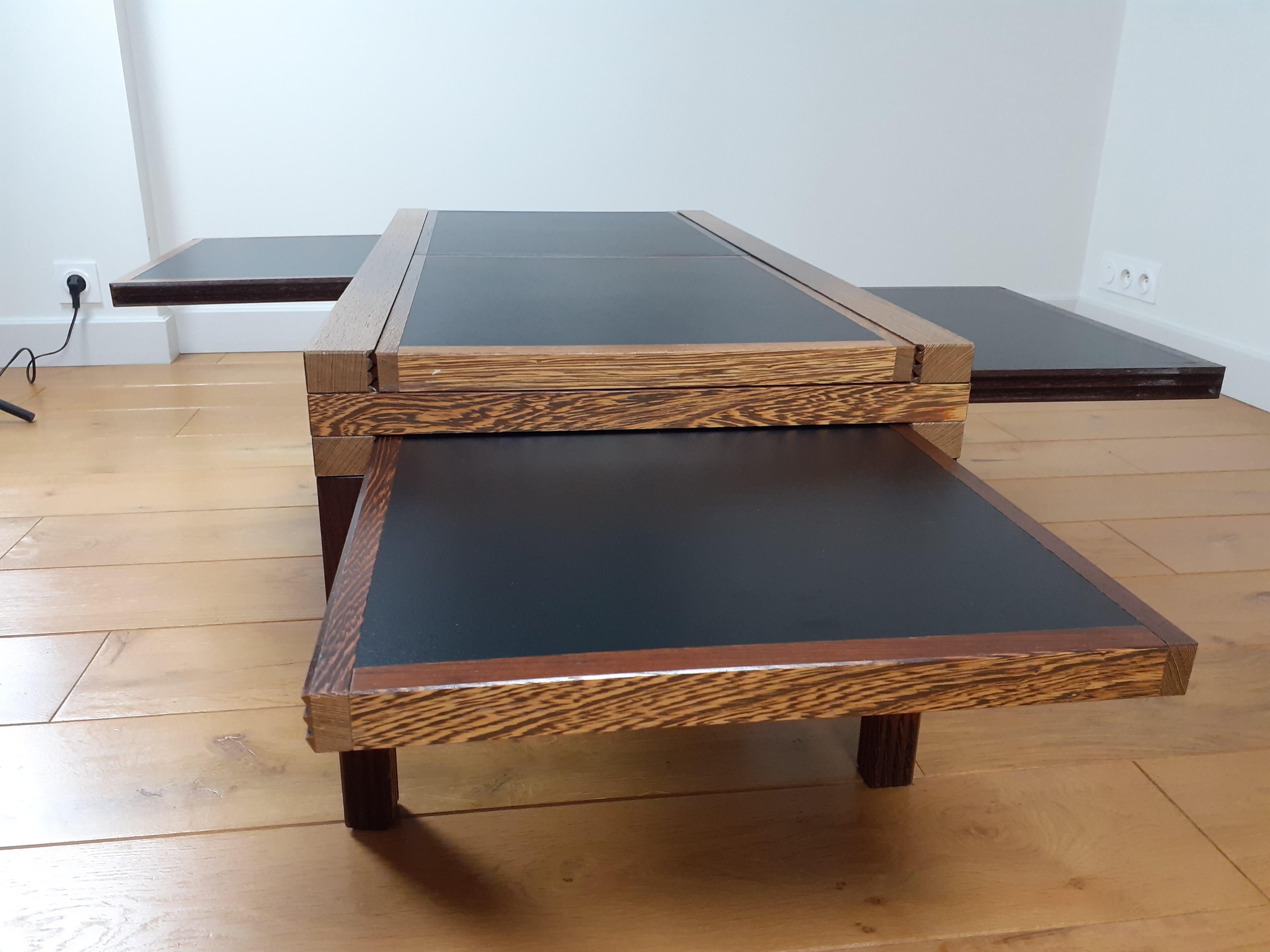 Modular Coffee Table in Iroko Wood by Bernard Vuarnesson 7