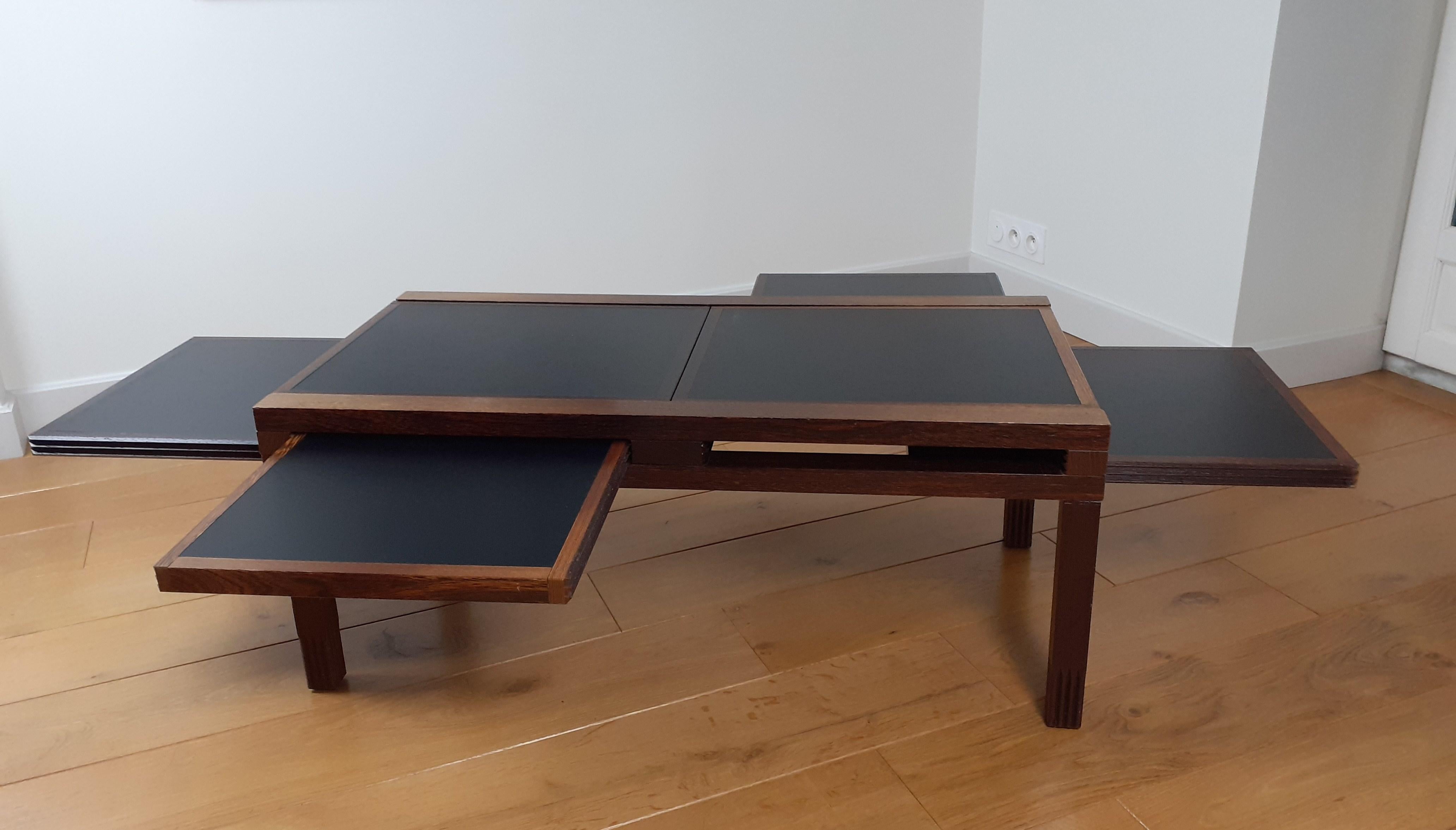 Modular Coffee Table in Iroko Wood by Bernard Vuarnesson 8