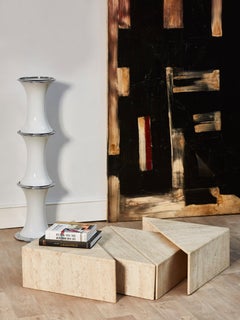 Modular Coffee Table in Travertine, Circa 80s