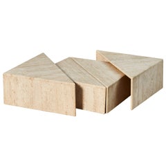 Modular Coffee Table in Travertine, Circa 80s