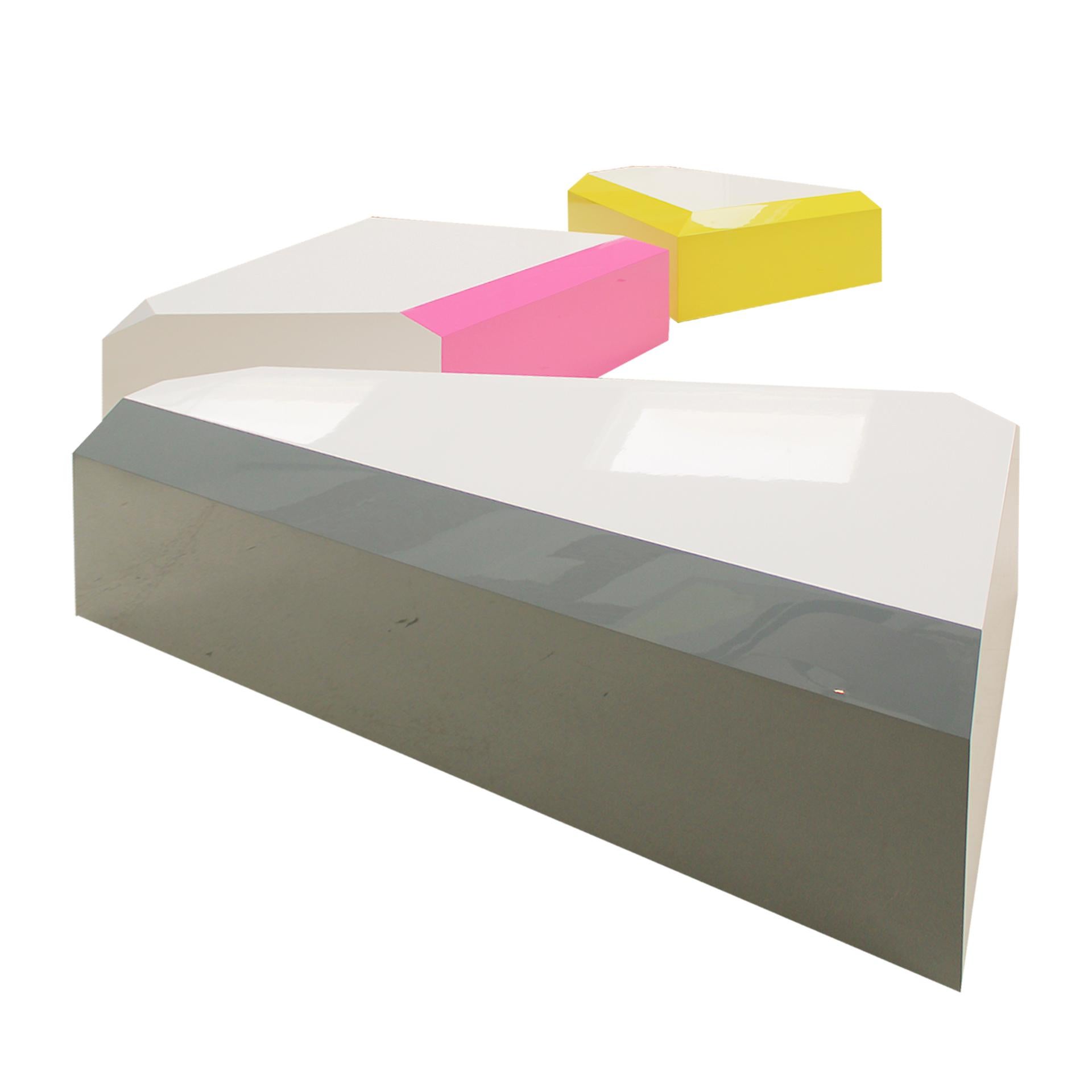 Contemporary Modular Coffee Table Made In Coloured Lacquered Wood With Gloss FInish For Sale